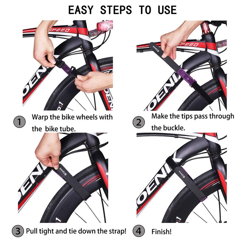Epessa Bike Rack Strap Bike Wheel Stabilizer Straps  Stonger Grip with Gel  Adjustable Bicycle Straps  Bike Accessories  2 Pack (Black) - Image 4
